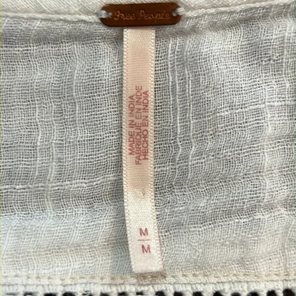 Free People Greta Gauze Top M Ivory Button Front Bell Sleeves Lightweight Sheer - Picture 15 of 15